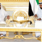 President Khalifa receives Ruler of Sharjah