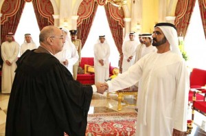 Judges taking oath before Sheikh Mohammed at Zabeel Palace