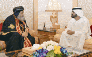 Sheikh Mohammad receives Pope Tawadros