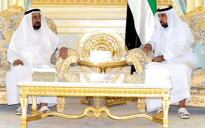 President Khalifa receives Ruler of Sharjah